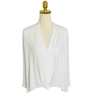 BCBMAXAZRIA | Women's Relaxed Long Sleeve Blouse V-Neck High-Low Blouse Size S